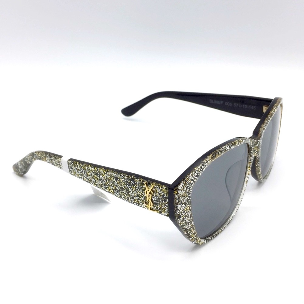 YSL Saint Laurent Sunglasses Silver Gold Sparkle Sunglasses - Picture 5 of 8
